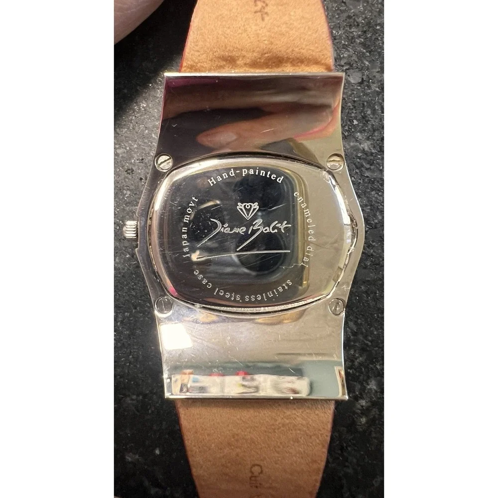 Diane Balit Hand Painted Red Leather‎ Bon Voyage Watch New Battery